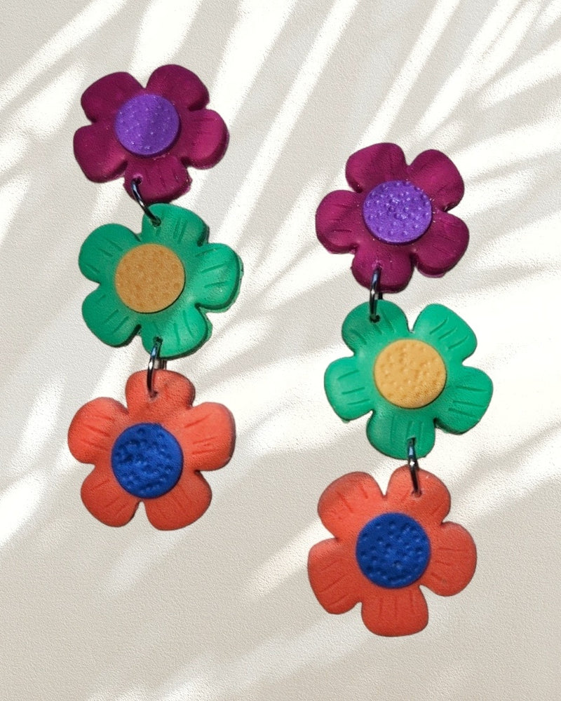 Triple OGP Flower Drop Earrings