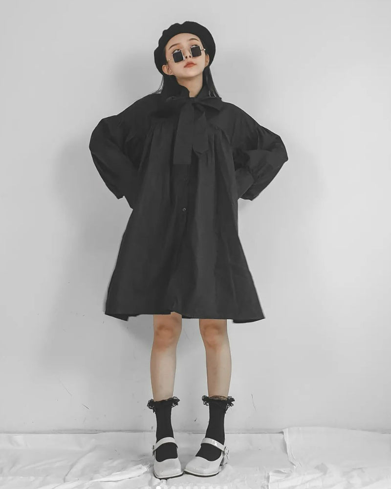 Amele Black Short Shirt Dress