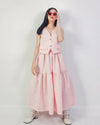 Women Briana Pink Pinstripe Waistcoat and Skirt Set
