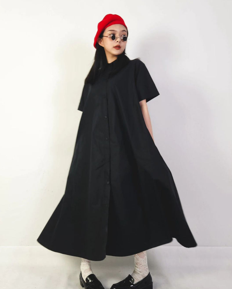 Women Lovina Black Shirt Midi Dress