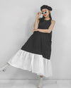 Women Maniya Black and White Sleeveless Maxi Dress