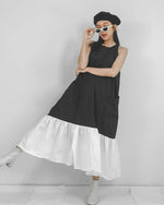 Women Maniya Black and White Sleeveless Maxi Dress