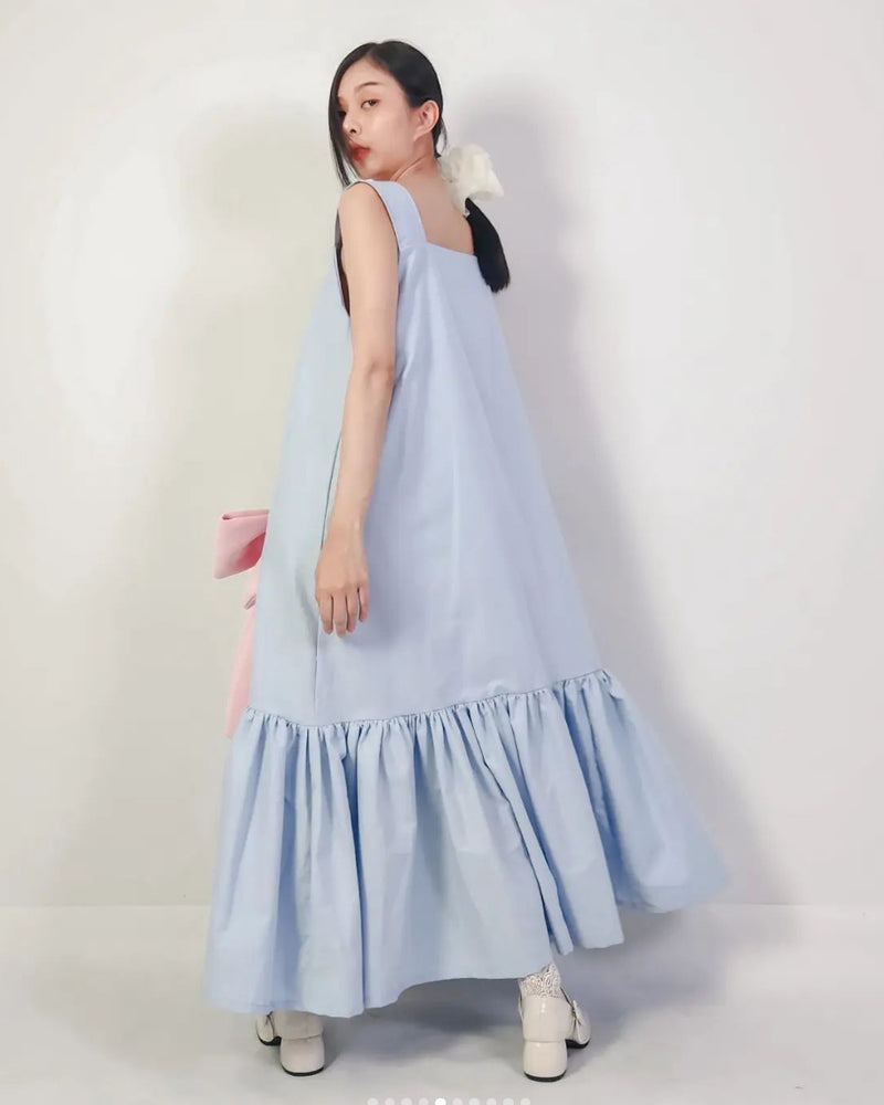 Women Mermaid Sky Blue Sleeveless Maxi Dress