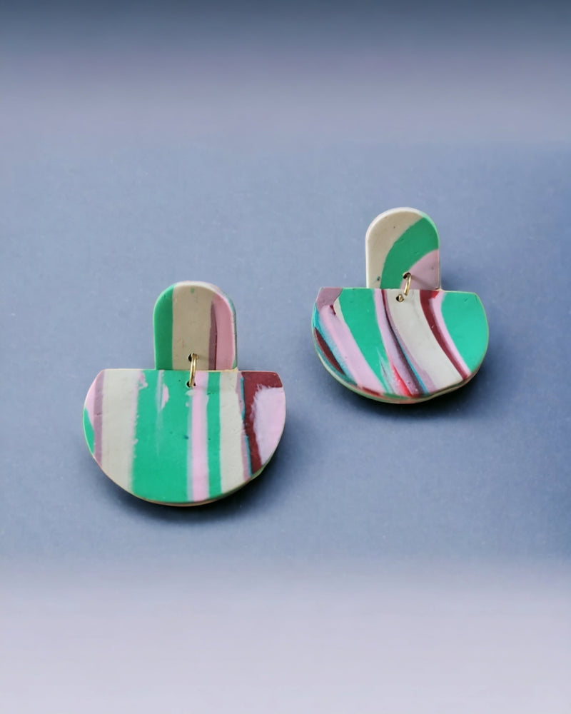 Marble Green Semi Drop Earrings