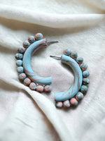 Mohawk Blue and Coral Marble Large Hoop Earrings