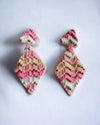 Bargello Pink Triamgle Drop Earrings