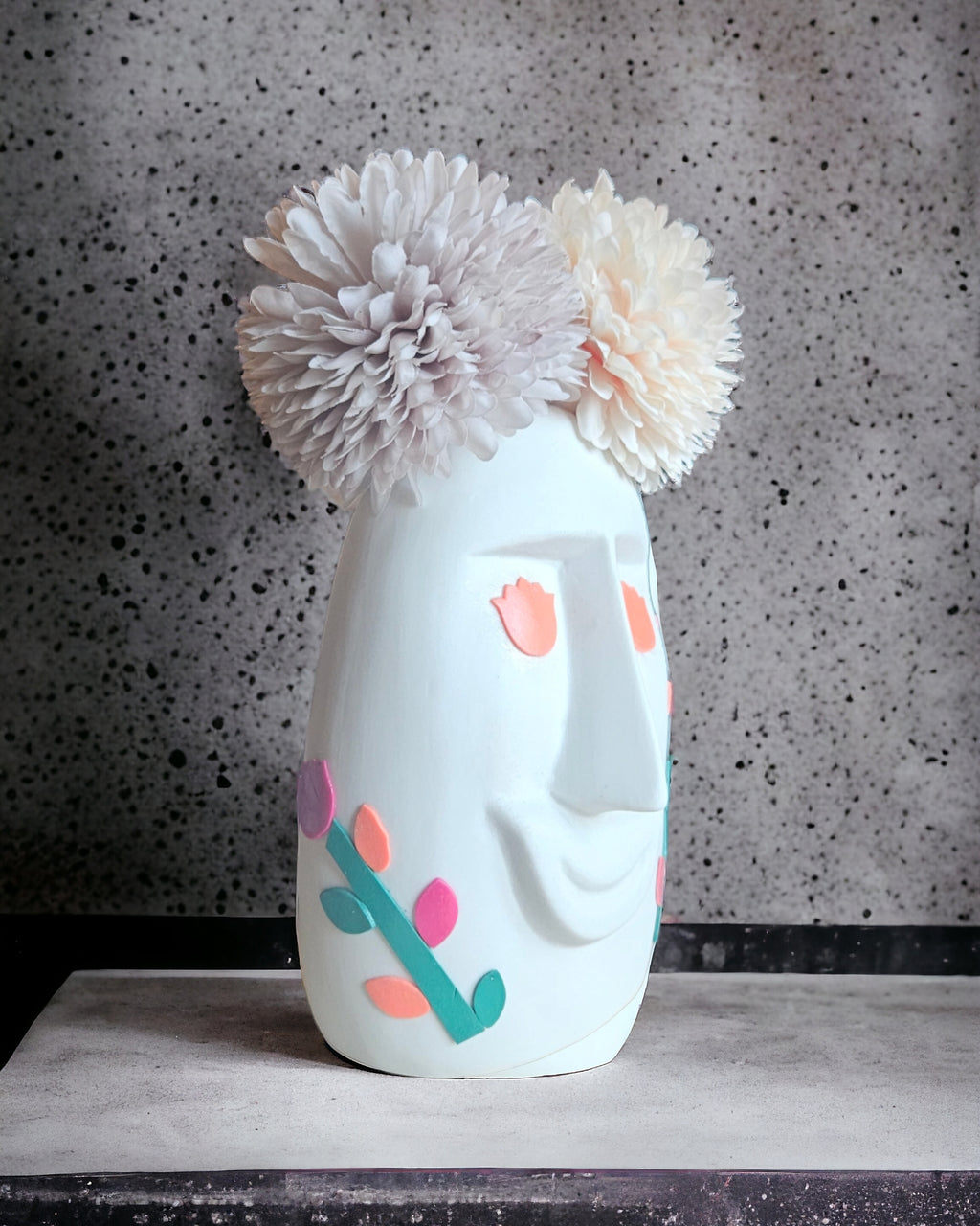 Abstract Face Floral Vase Disdain