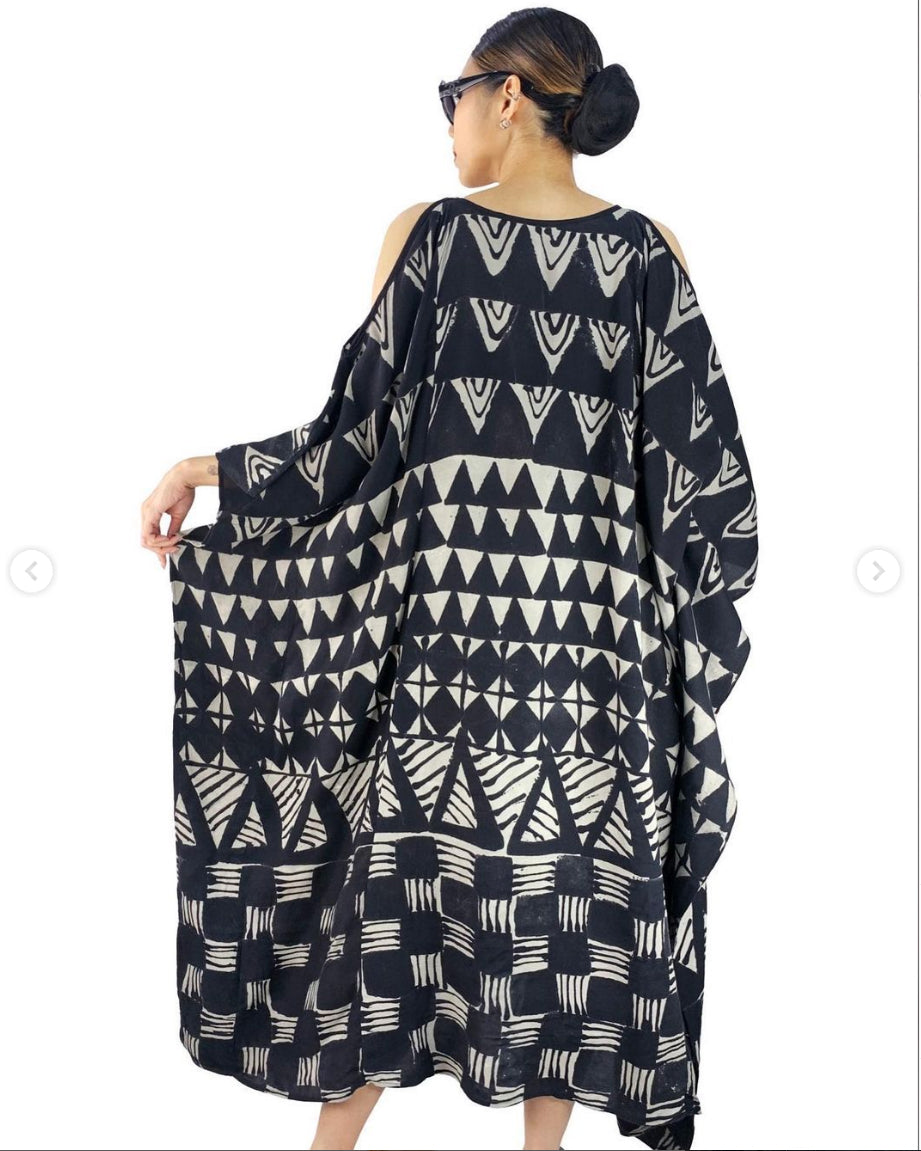 Women Shoulder Batik Multi Triangle Kaftan