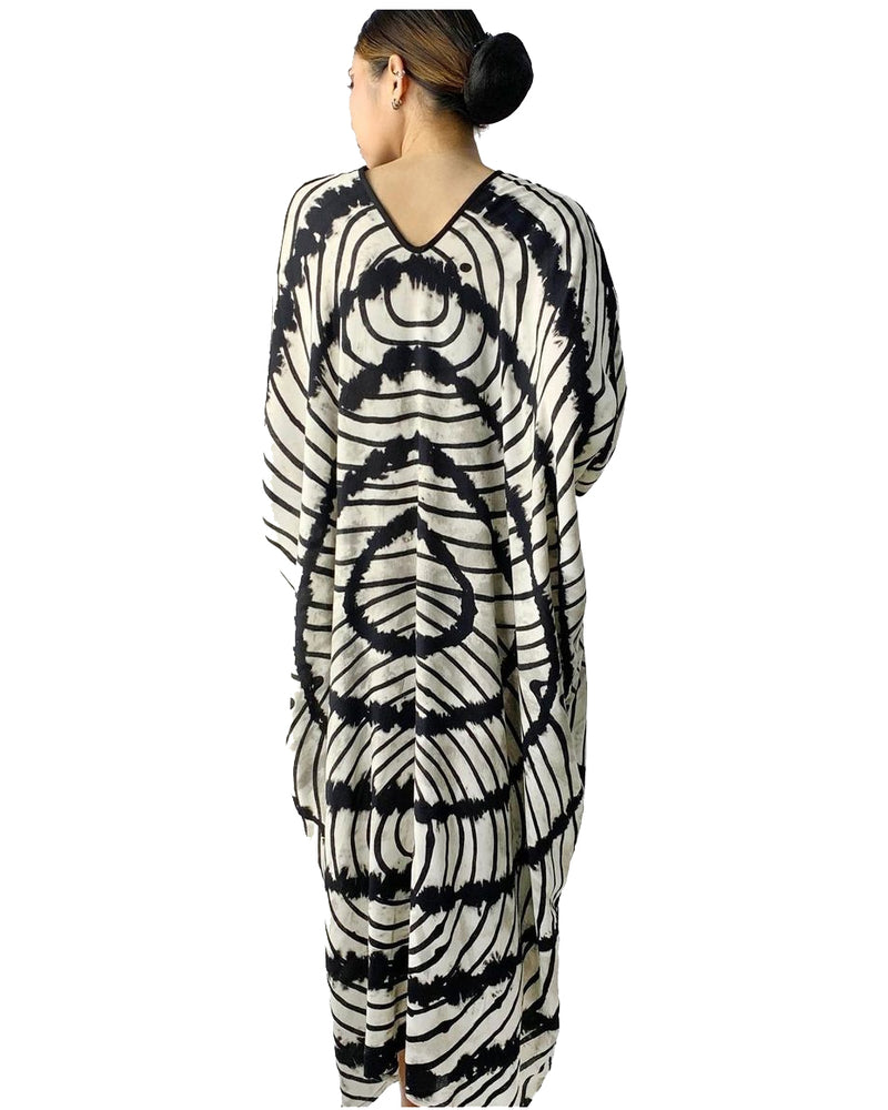 Women Circle Stripe V Neck Kaftan