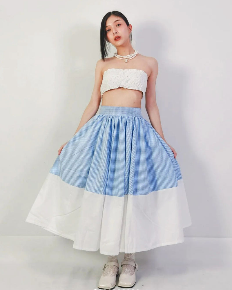 Women Cole White Colour Block Long Skirt