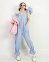 Women Josie Blue Check Jumpsuit