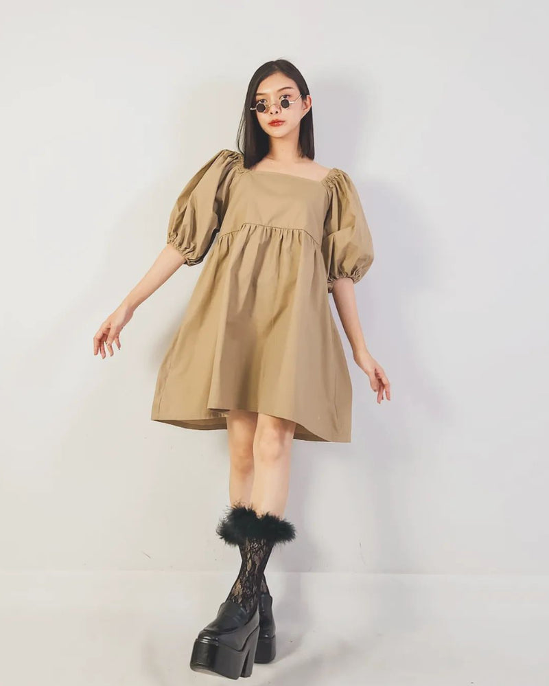 Olivette Tan Short Dress