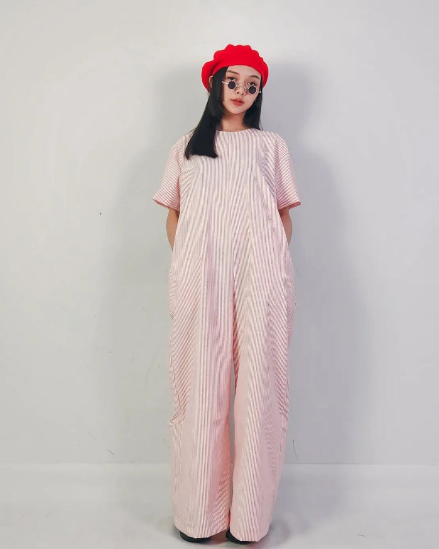 Women Joey Red Stripe Jumpsuit