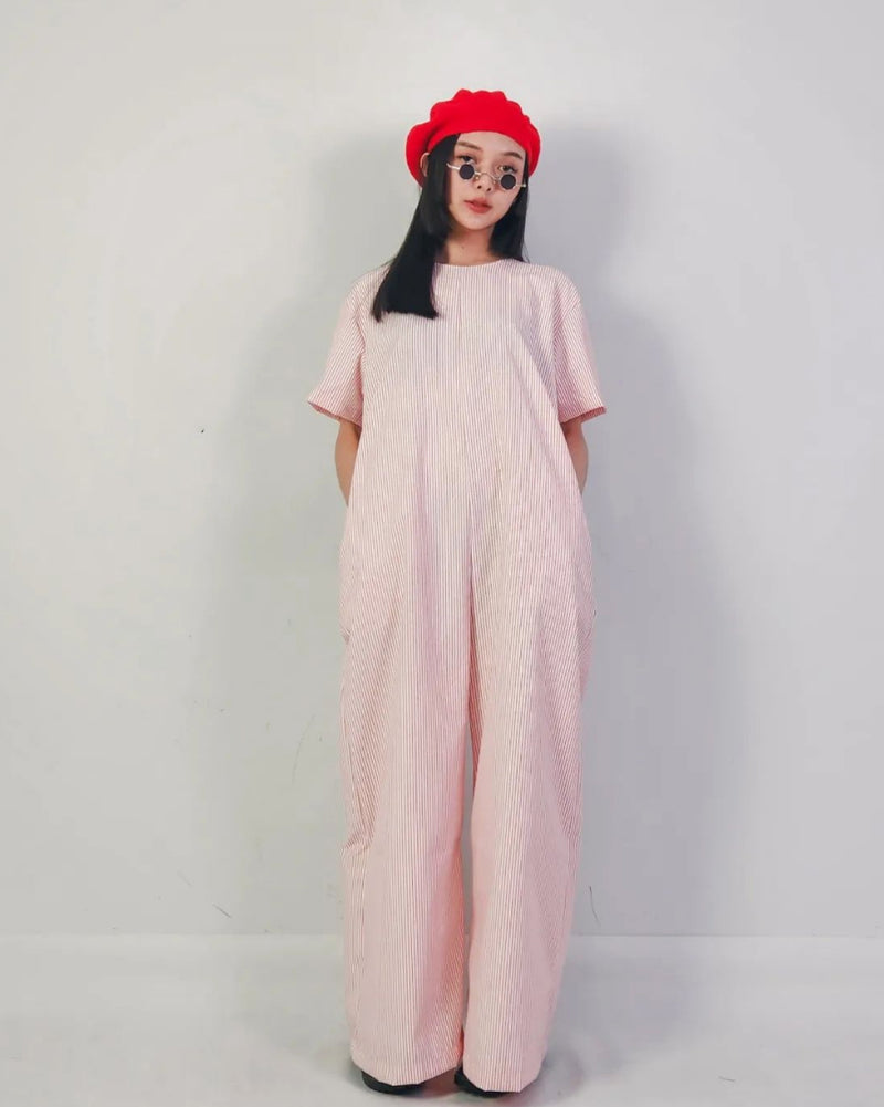 Women Joey Red Stripe Jumpsuit