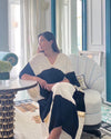 Women Gold Square Block V Neck Kaftan