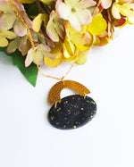 Black and Gold Oval Necklace