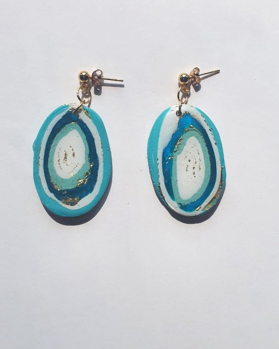Blue Agate Organic Drop Earrings