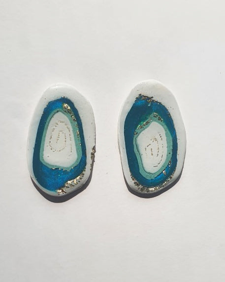 Blue Agate Organic Stud Earrings
