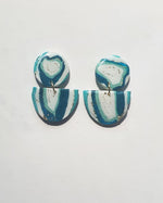 Blue Agate Semi Double Stud Earrings