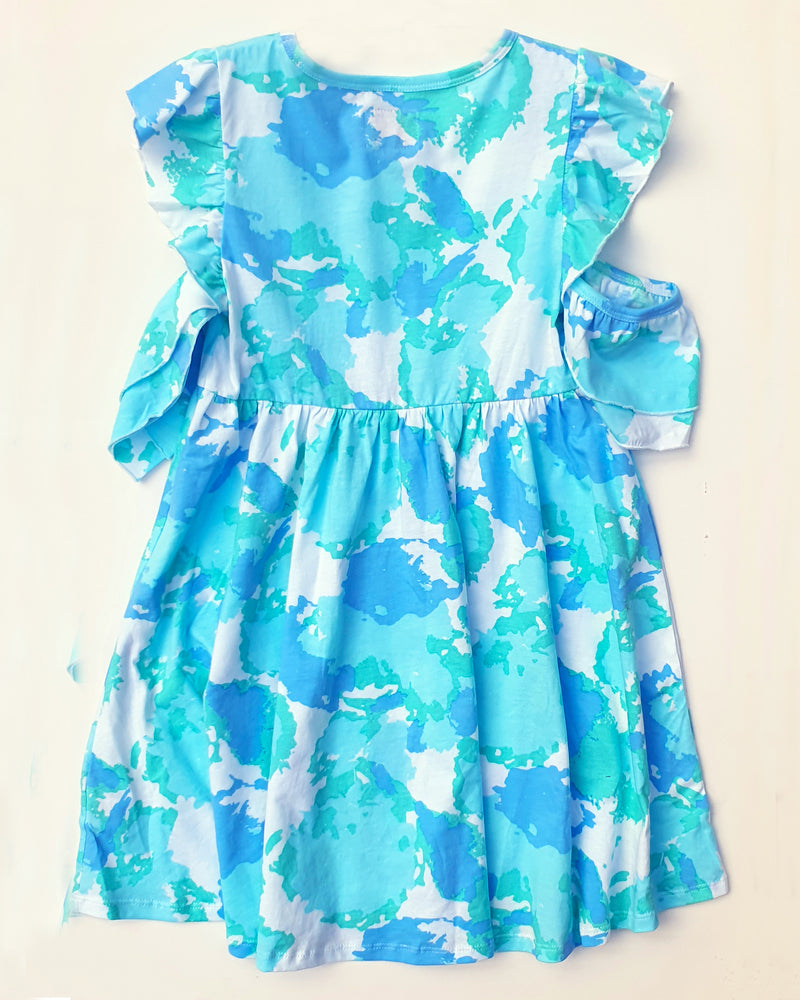 Clouds Blue Peep Dress