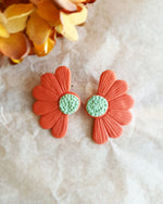 Half Flower Brick Stud Earrings