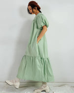 Women Mint Bub Bubble Sleeve Dress