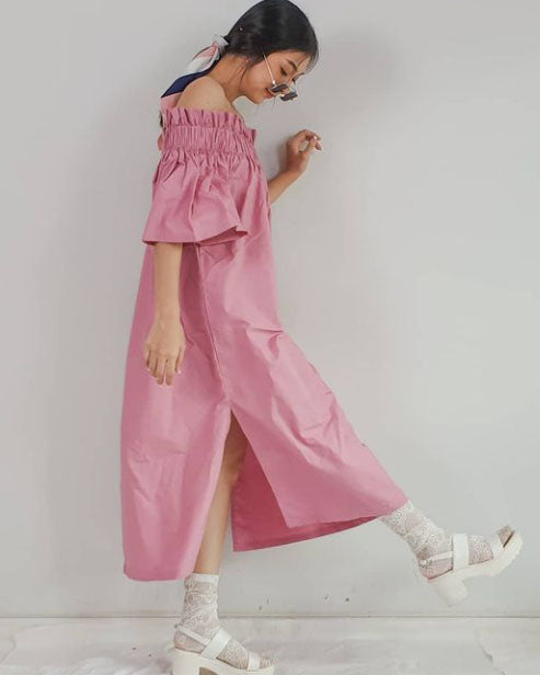 Women Carla Pink Off Shoulder Maxi Dress