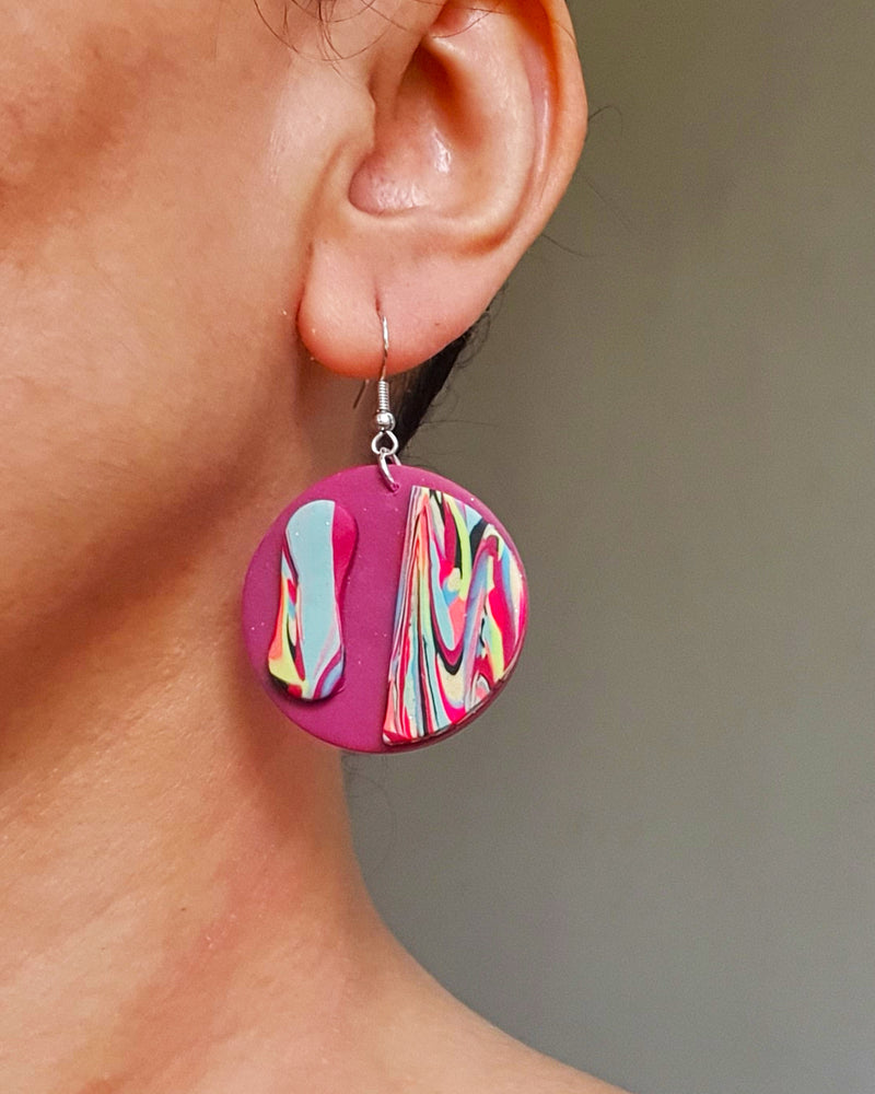 Circle Bright Arty Drop Earrings