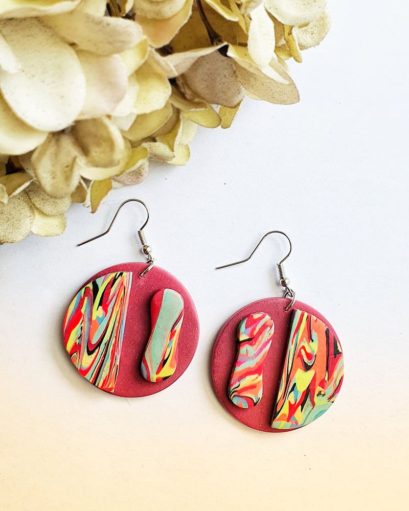 Circle Bright Arty Drop Earrings