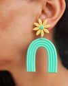 Daisy Green Rainbow Stud Drop Earrings