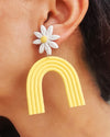 Daisy Yellow Rainbow Stud Drop Earrings