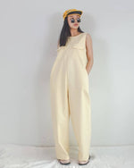 Women Sleeveless Double Breasted Yellow Jumpsuit