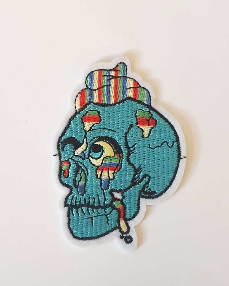 Dripping Skull Iron On Patch - Roses & Rhinos