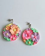 Floral 3D Circle Drop Earrings