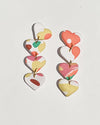 Multi Heart Graphic White Floral Drop Earrings