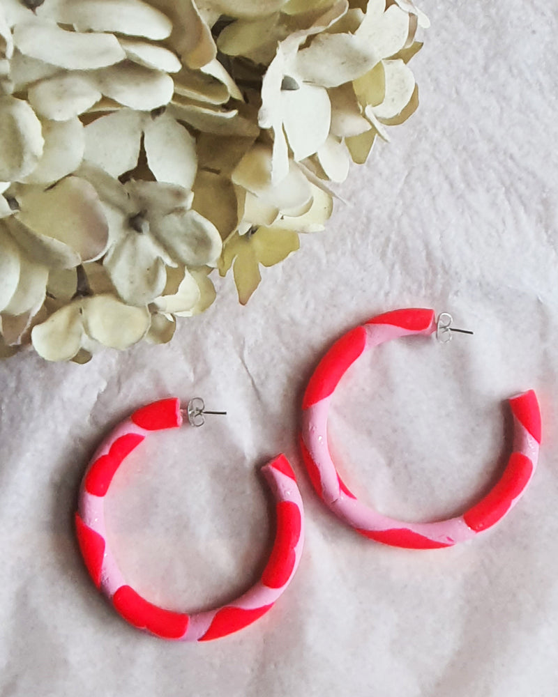 Heart Pink Hoop Earrings