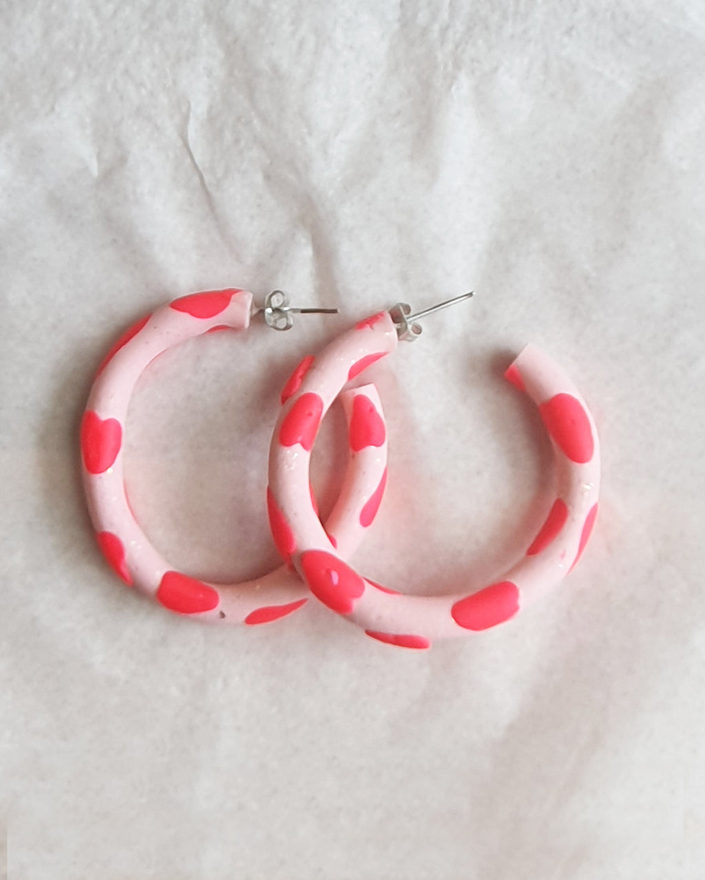 Heart Pink Small Hoop Earrings