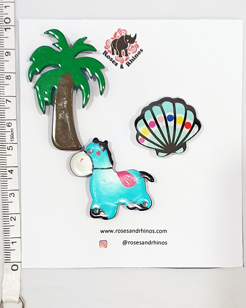 Horse and Shell x 3 Pin - Roses & Rhinos