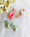Mint Shimmer Marble Fortune Cookie Earring