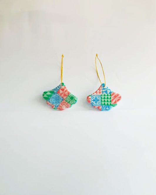 Mix Tile Fan Hoop Earrings