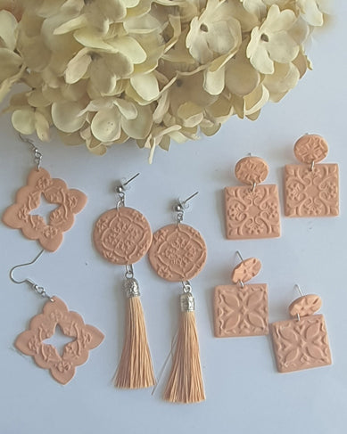 Tan Moroccan tile Tassle Drop Earring