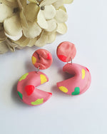 Paint Fortune Cookie Pink Earrings