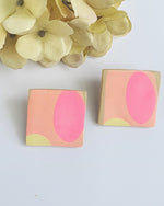 Pastel Graphic Square Stud Earrings