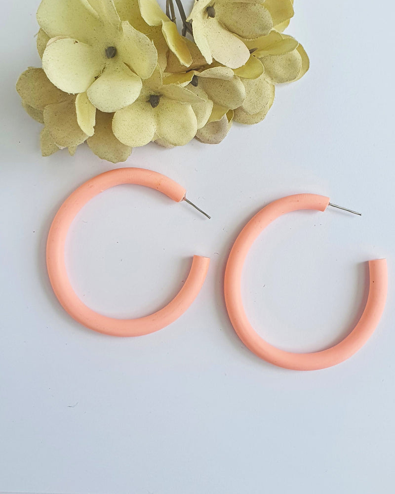 Pastel Peach Large Hoop Earrings