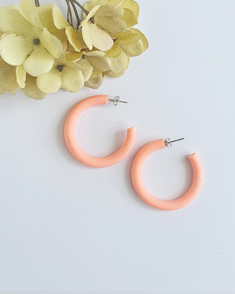 Pastel Peach Small Hoop Earrings