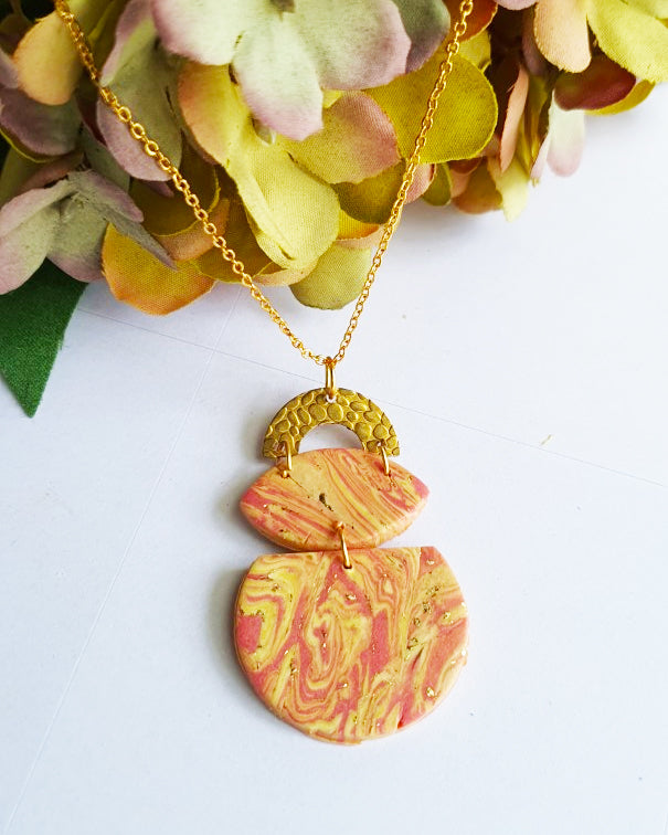 Peach and Gold Double Necklace
