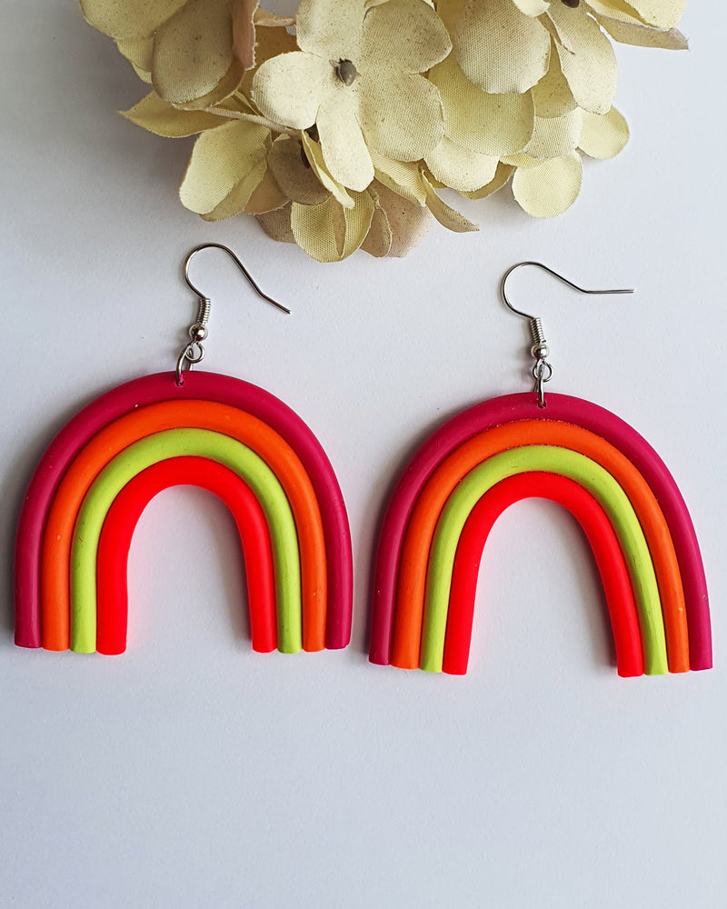 Rainbow Large Bright Drop Earrings