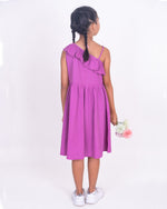 Ruffle One shoulder Purple  Dress