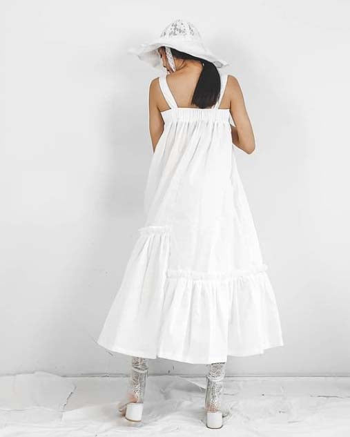 Women Sam Ruffles White Maxi Dress