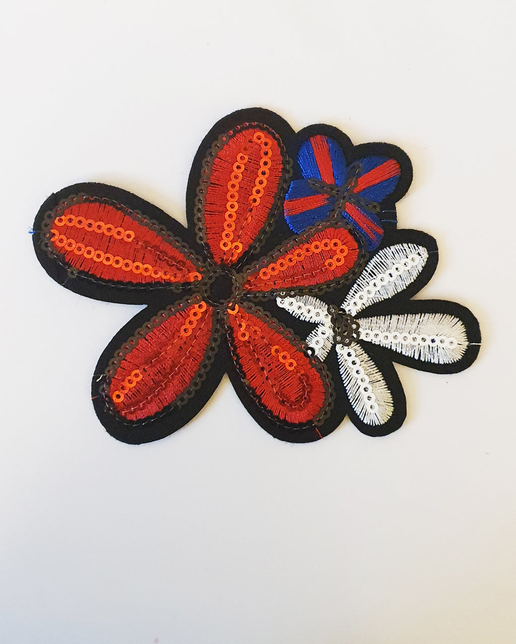 Sequin Flower Iron On Patch - Roses & Rhinos